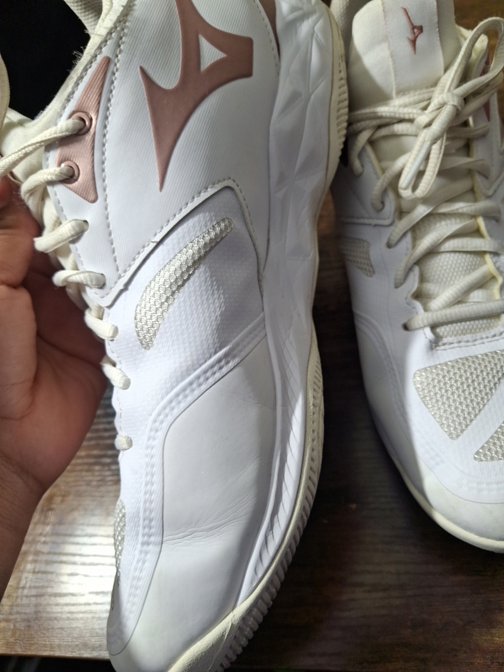 Mizuno Volleyball Shoes in White and Rose Gold - Picture 8 of 10